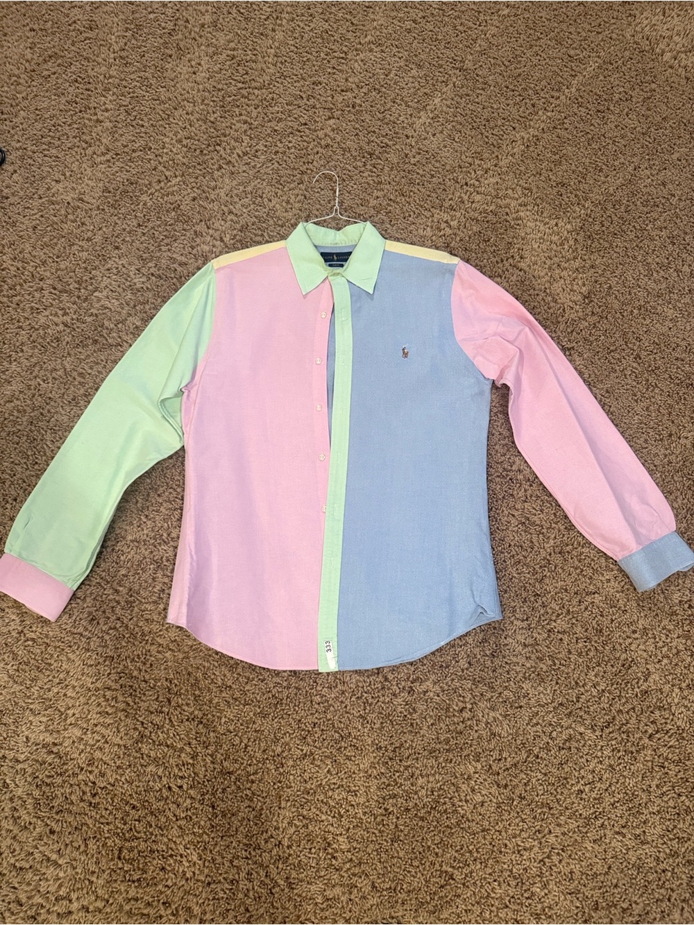 Ralph Lauren Pastel Patchwork Button-Down Shirt - Pink, Blue, Mint